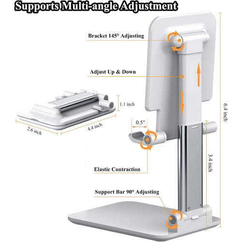 Cell Phone Stand, Adjustable Angle Height Phone Stand for Desk, Fully Foldable/Portable Phone Holder, Compatible for iPhone